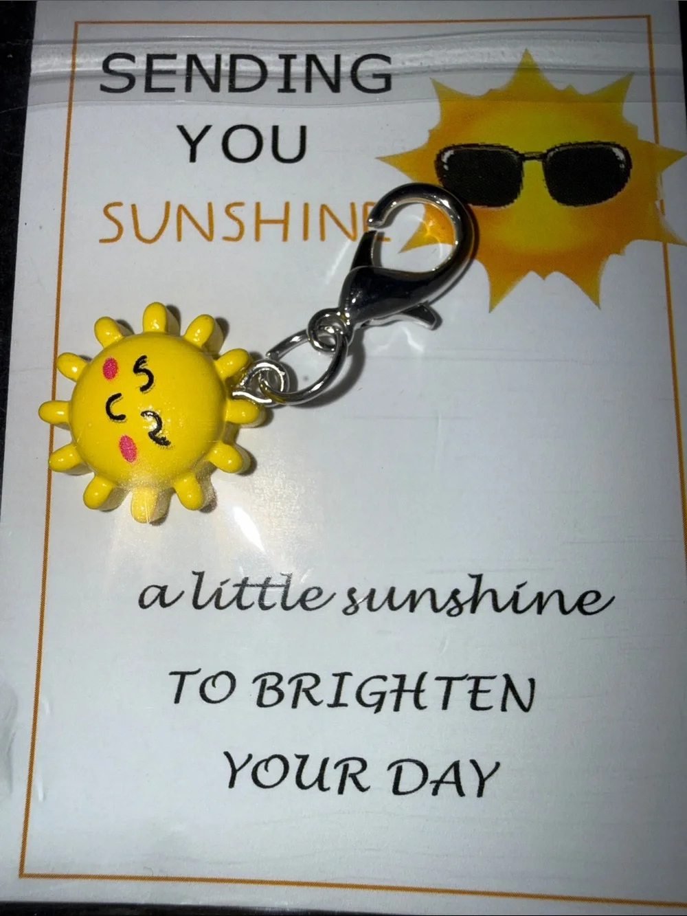 Sending You Sunshine Yellow Sun Charm Keychain
